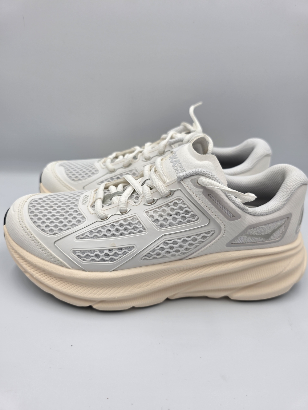 Hoka Clifton One 9 Sneakers - Light Gray with Cream Sole